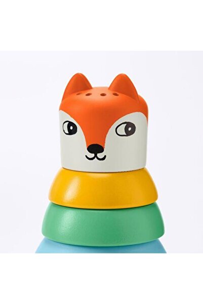 IKEA Bebek Oyuncak Renkli Piramit Tilki Temalı Ahşap-Geliştirici Oyuncak