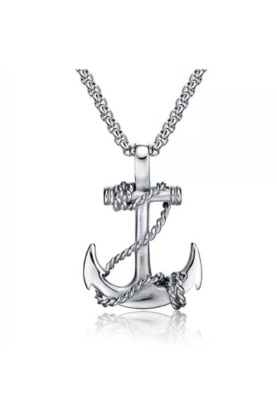 Lee Cooper Lc.N.01174.330 Anchor Look Steel Metallic Color Men's Necklace