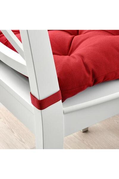 IKEA Sandalye Minderi Kırmızı Renk 40/35x38x7 Cm Cırt-Cırtlı IKEA-Pamuklu