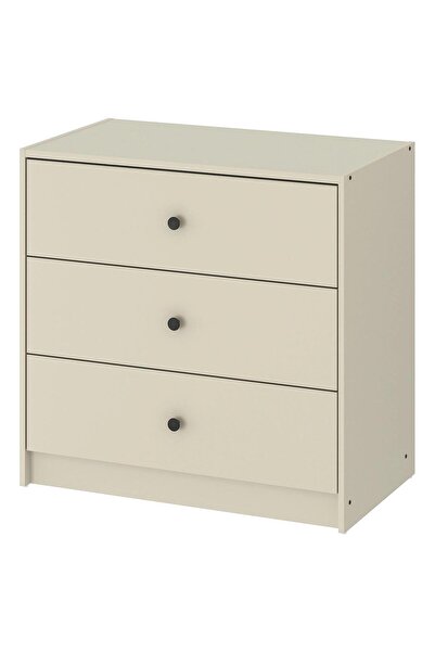 IKEA 3 Çekmeceli Şifonyer, Gursken MeridyenDukkan Açık Bej Renk 69x67 cm