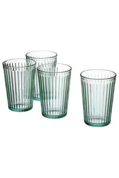 IKEA 4 Adet Cam Bardak Seti Açık Turkuaz Renk MeridyenDukkan 31 cl, 4 Adet