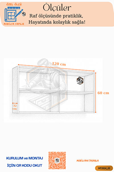 Mobilyanı Tasarla Tamamı Mdf Çok Amaçlı 4 Kapaklı Üst Dolap Mutfak/banyo/ofis