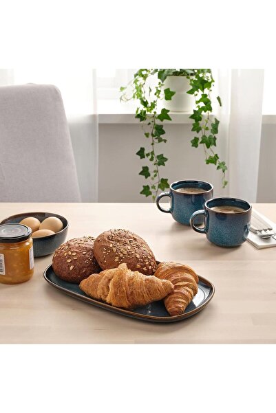 IKEA Gladelig Servis-Sunum Tabak Seti, MeridyenDukkan Okyanus Mavisi 31x19 cm, 4 Adet Sırlı Yüzey