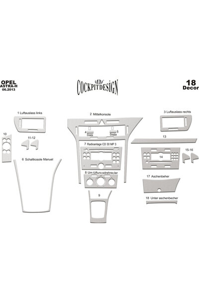 Marscockpitdesign أوبل أسترا H وحدة التحكم-توبيردو 2004-2013