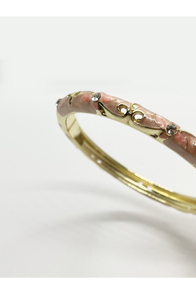 Sevilgülgünfinecrafts Golden Color Flower Patterned Handcuff Bracelet