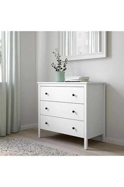 IKEA 3 Çekmeceli Şifonyer, KOPPANG MeridyenDukkan Beyaz Renk 90x83 cm