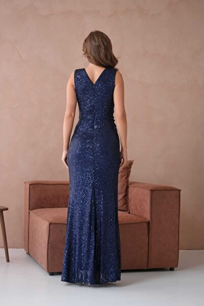 CİXAPLE Βραδινό φόρεμα με αμάνικη φούστα ζακέτα παγιέτες