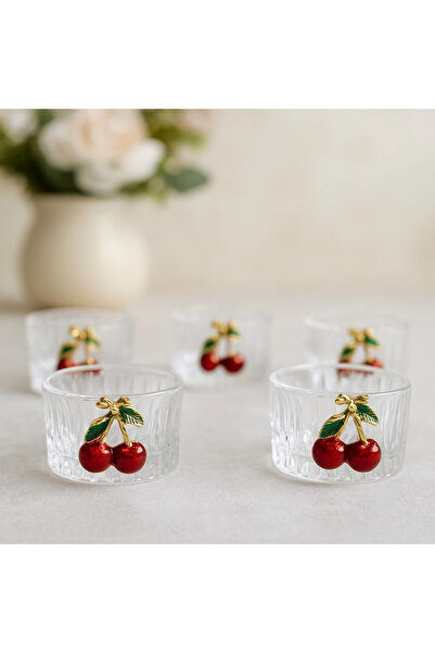 YzHome 6-Piece Glass Pinterest Model Cherry Cherry Mini Size Bowl Coffee Side Turkish Delight Bowl