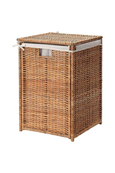 IKEA Rattan Çamaşır Sepeti 80 Litre MeridyenDukkan Naturel Kirli Çamaşır Sepeti