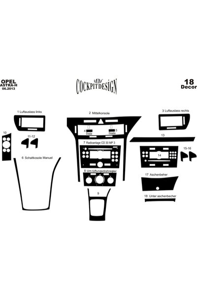 Marscockpitdesign أوبل أسترا H وحدة التحكم-توبيردو 2004-2013