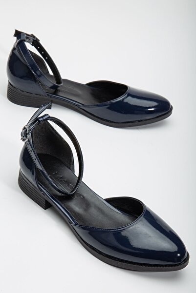 MaskButik Tilda Low Heel Patent Leather Shoes Dark Blue