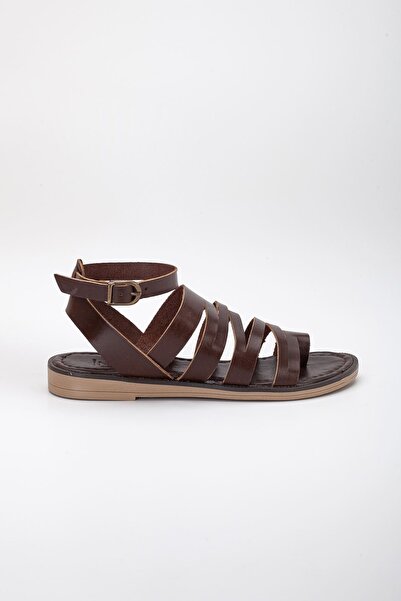 MaskButik Ecre Genuine Leather Sandals Brown