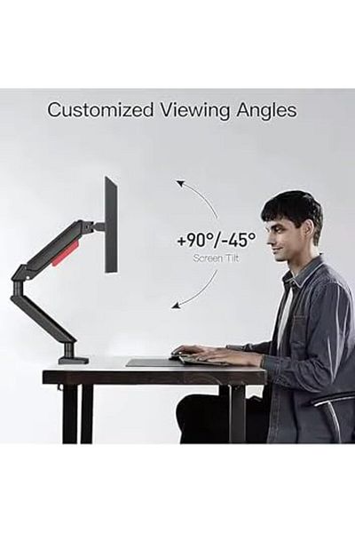 HAMOOD TV SA Heavy Duty Single Monitor Arm - Fits 17 to 32 inch Screens, Adjustable Gas Spring, AC14501B