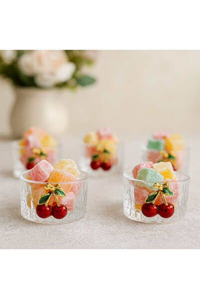 YzHome 6-Piece Glass Pinterest Model Cherry Cherry Mini Size Bowl Coffee Side Turkish Delight Bowl