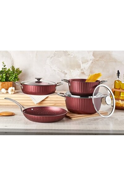 Remetta GRANİT DELUX 7 Prç. TENCERE SETİ * Borda* Siyah * Gri