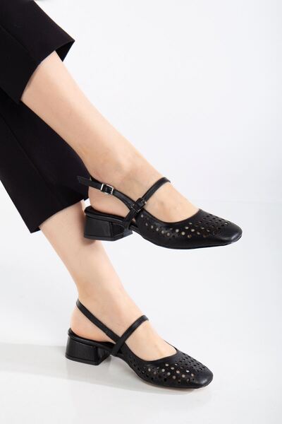 MaskButik Ceyla Proximity Heeled Shoes Black Skin