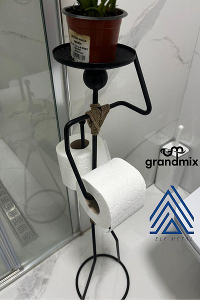 Grandmix شماعة ورق التواليت المزخرفة مع حامل مناديل المرحاض على شكل إنسان مع حامل مناديل المرحاض الاحتياطي