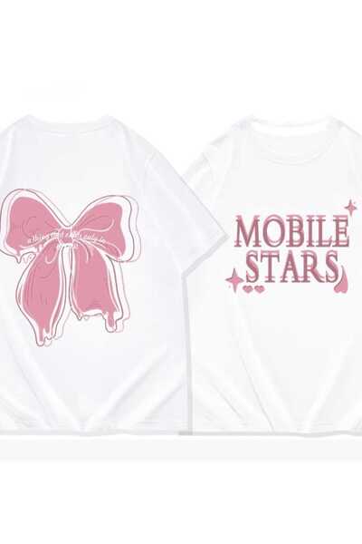 Elvino Tricou pentru femei, unisex, supradimensionat, imprimat Mobile Stars