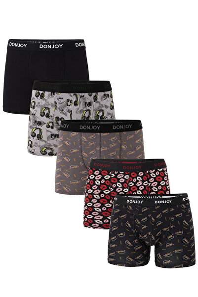 don joy Men's 5-Piece Mixed Patterned Cotton Combed Cotton Boxers with Elasti...