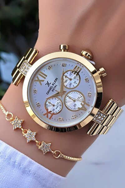 Daniel Klein Orijinal 2 Yıl Garantili 3atm Su Geçirmez Altın Gold Kadın Kol Saati Bileklik Hediyeli