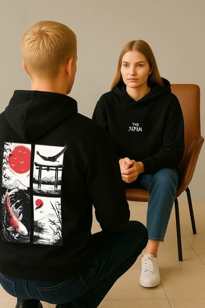 By Caspita Fashion Lenithra The Japan Sίρτ Εκτύπωση Unisex Oversize Μαύρο Hoodie