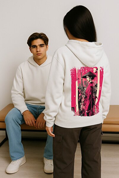 By Caspita Fashion Lenithra Geisha З принтом на спині Унісекс Oversize Біла худі