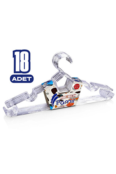 Pamir Plastik 18 Adet Şeffaf Elbise Askısı Kristal Askı