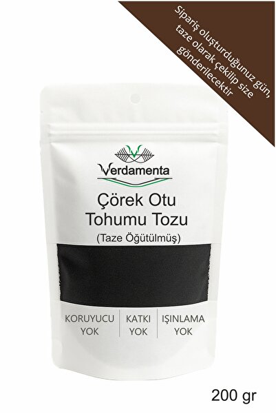 verdamenta Taze Çörek Otu Tohumu Tozu - 200g Kilitli Ambalajda, Doğal ve Sağl...