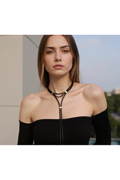 DENİZ TASARIM Uzun Deri Kolye