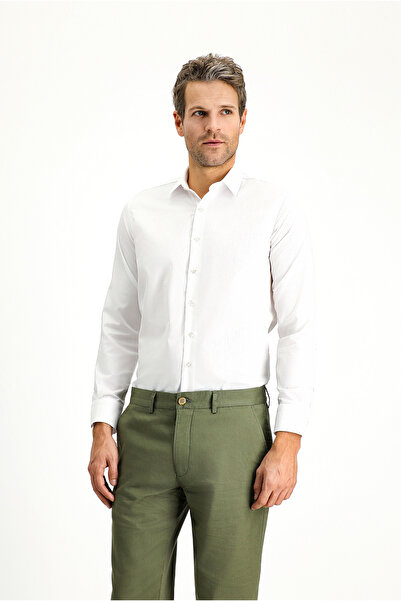 Kiğılı Μακρυμάνικο Slim Fit Slim Fit Κλασικό βαμβακερό πουκάμισο με μοτίβο χωρίς σίδηρο