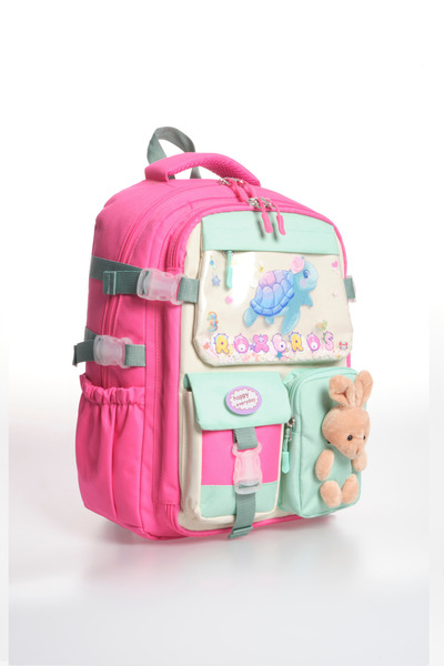 Roxbros Sevimli Kaplumbağa Desenli Çok Bölmeli Kız Çocuk Okul Çantası - Ergonomik Ilkokul Sırt Çantası