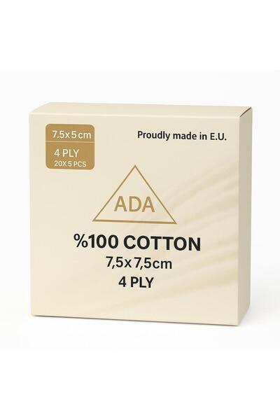 ADA Steril 7,5 X 7,5 %100 Pamuk Spanç Gaz Kompress 100 Adet ( 5 X 20 )