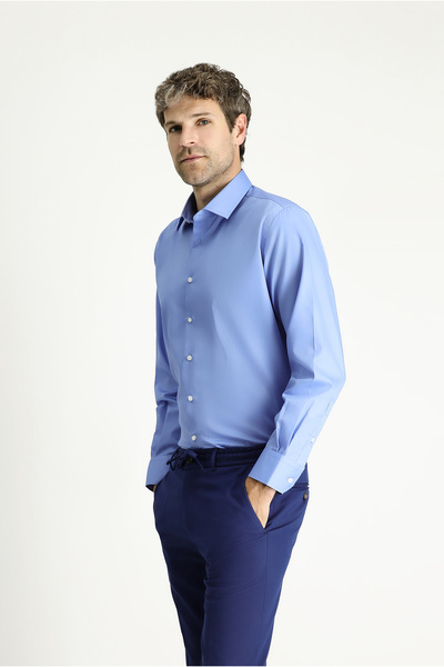 Kiğılı Uzun Kol Non Iron Saten Klasik Pamuklu Gömlek