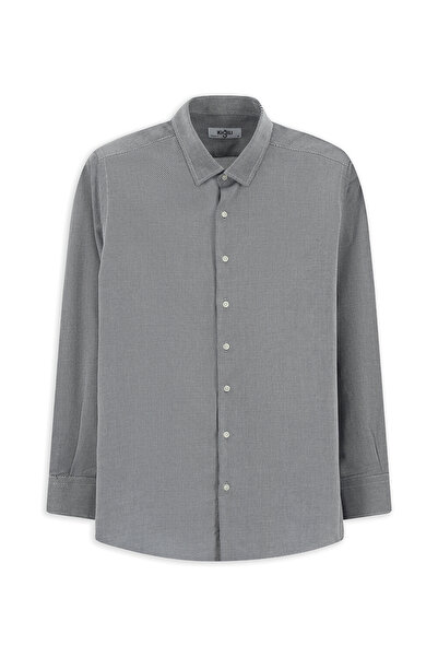 Kiğılı Uzun Kol Regular Fit Desenli Pamuk Düğmeli Yaka Oxford Gömlek