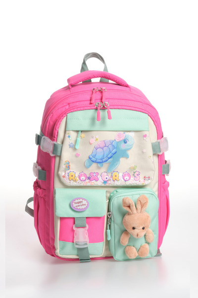 Roxbros Sevimli Kaplumbağa Desenli Çok Bölmeli Kız Çocuk Okul Çantası - Ergonomik Ilkokul Sırt Çantası