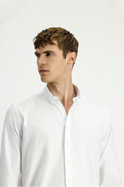 Kiğılı Long Sleeve Regular Fit Oxford Button Collar Cotton Shirt