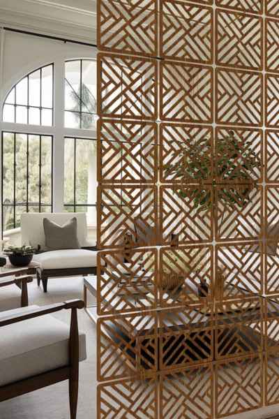 lexi Lazer Kesim Sarkıt Paravan, Ahşap Separatör, Oda Bölücü 4'lü Panel Levha...