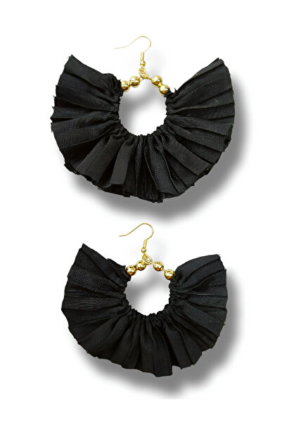 maia أقراط متدلية على شكل حلقة ذهبية اللون للسيدات - تصميم من الخرز من القماش...