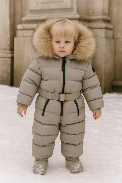 HC Kids Wear Baby Astronaut Cosmonaut Jumpsuit - Fur Hooded Gray
