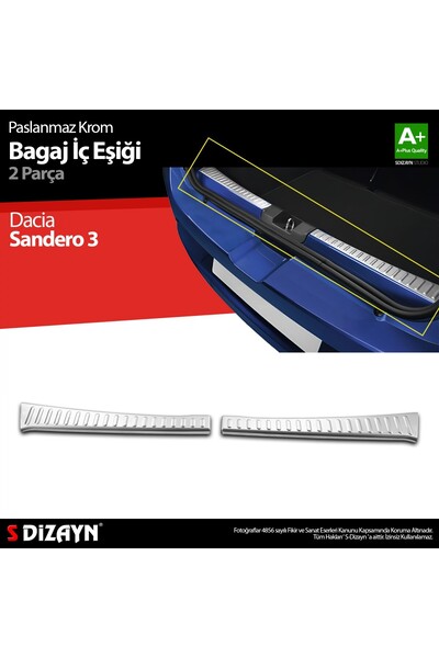 S Dizayn S-Dizayn Dacia Sandero 3 Krom Bagaj İç Eşiği 2 Prç 2020 Üzeri
