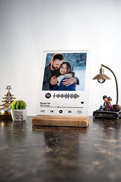 Modiwa Design Spotify Barkodlu Fotoğraflı Kişiye Özel Masa Süsü Ev Dekor
