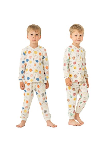 Bebelove Boys / Girls Children's Snap Closure Long Sleeve Pajamas Set Cute Emojis