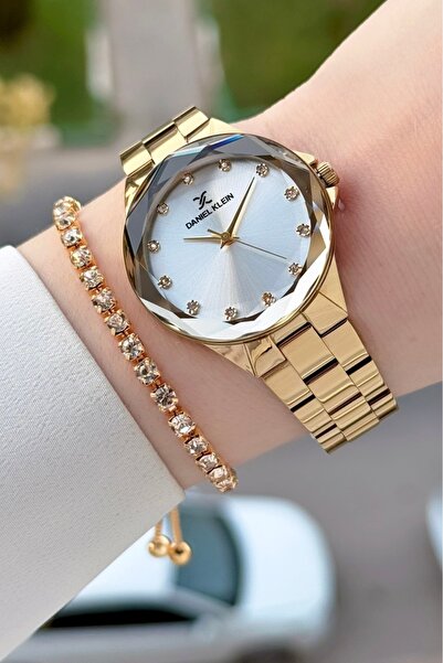 Daniel Klein Kadranı Gümüş Kordonu Gold Renk 33 Mm Kadın Kol Saati ve Bileklik