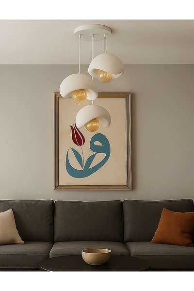 EDESİNG Moon Light Evo 3 Lü Sarkıt Avize Rustik E27 Modern Avize Bohem Beton Görünüm