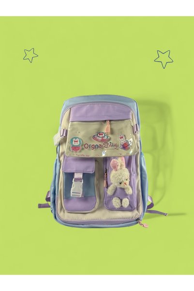 TAROS KIRTASİYE School Bag with Transparent Compartment and Rabbit Figure