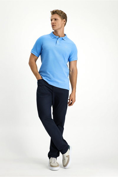 Kiğılı Tricou slim din bumbac brodat cu gât polo