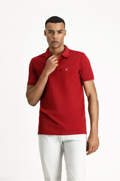 Kiğılı Tricou slim din bumbac brodat cu gât polo
