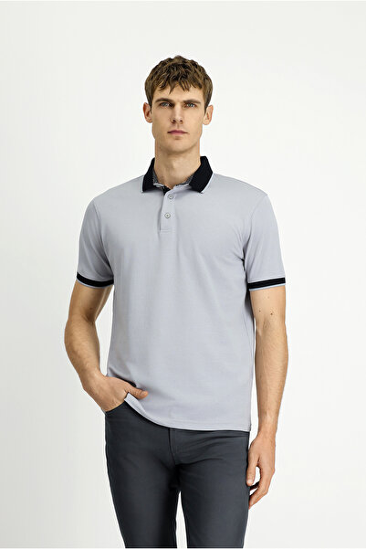 Kiğılı تي شيرت قطني منقوش بقصة عادية وياقة بولو