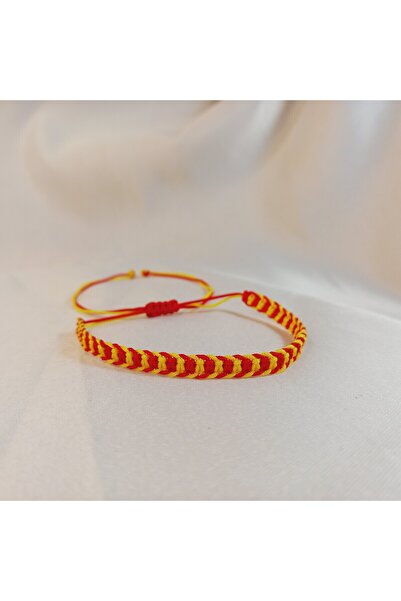 Crystal Atelier Galatasaray Taraftar Örgü Makrome Bileklik–Unisex El Yapımı S...