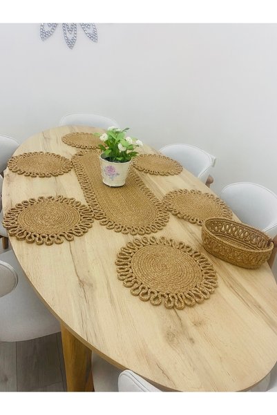 SHLM TEKSTİL Decorative Kitchen Table, Wavy Runner American Service, Runner 33X90,6 Pieces Supla 33X33